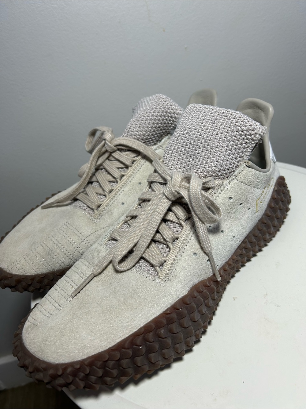 adidas Beige Suede Sneakers with Brown Traction Sole